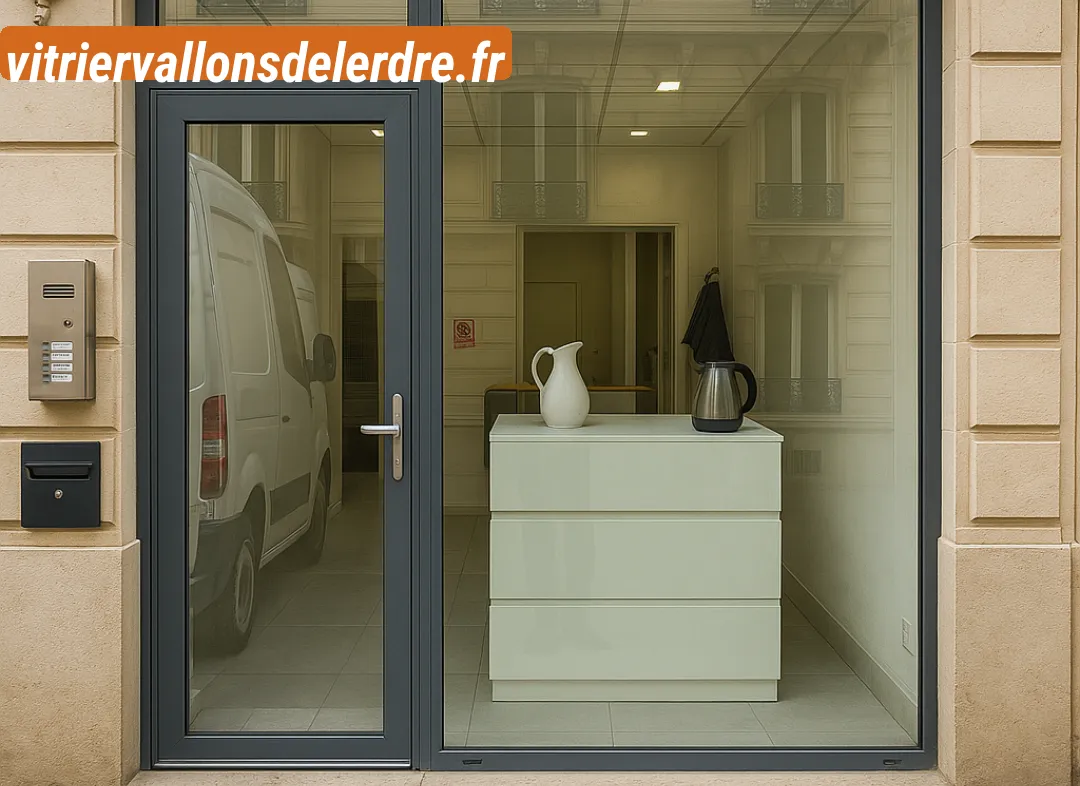 Façade vitrine de magasin en aluminium sur mesure à Vallons-de-l'Erdre